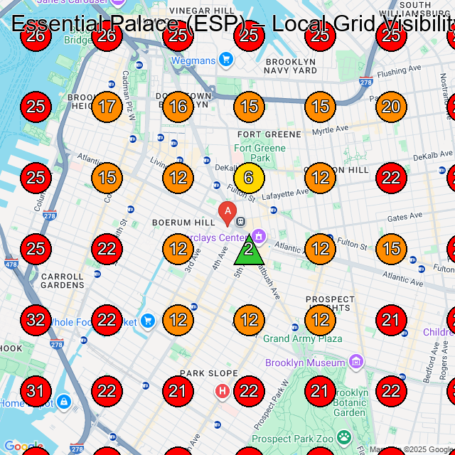 Essential Palace (ESP) GeoGrid visibility map for Beauty Product Supplier in Bronx